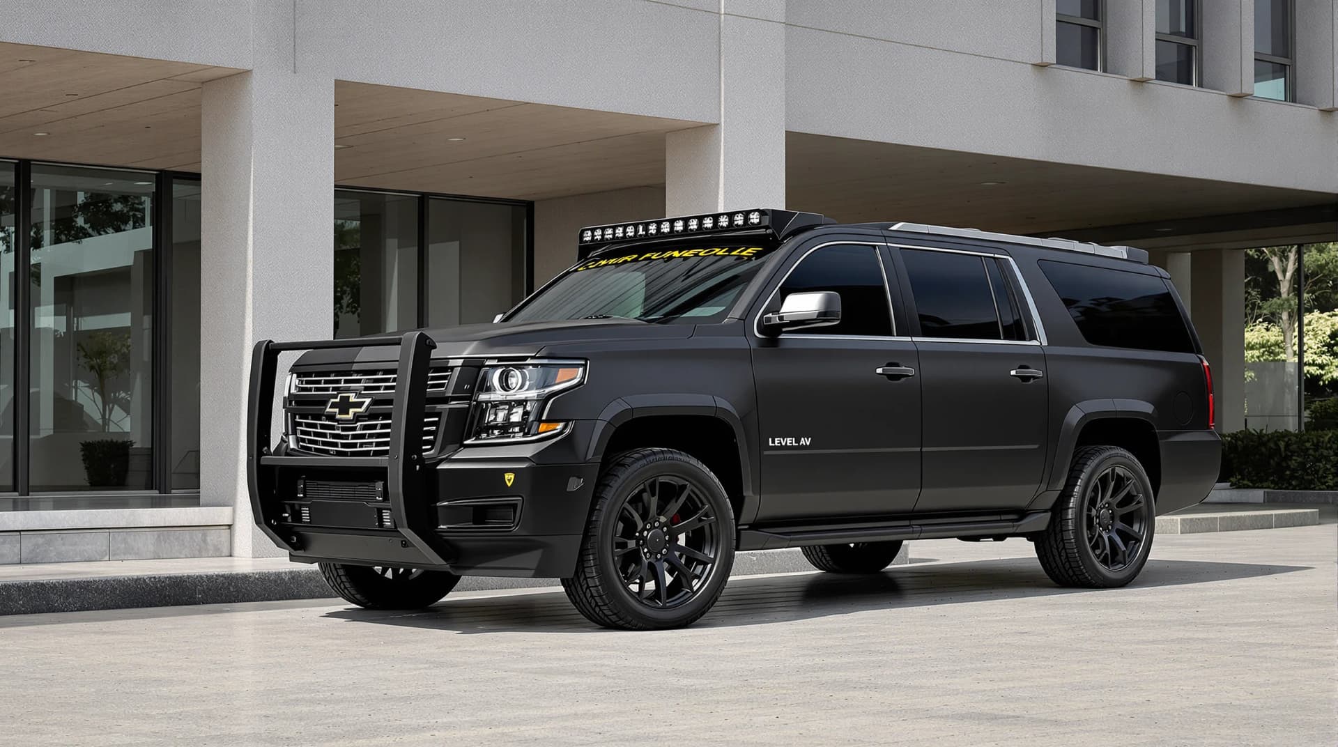 Specialized armored Chevrolet Suburban with Level IV protection for high-risk situations