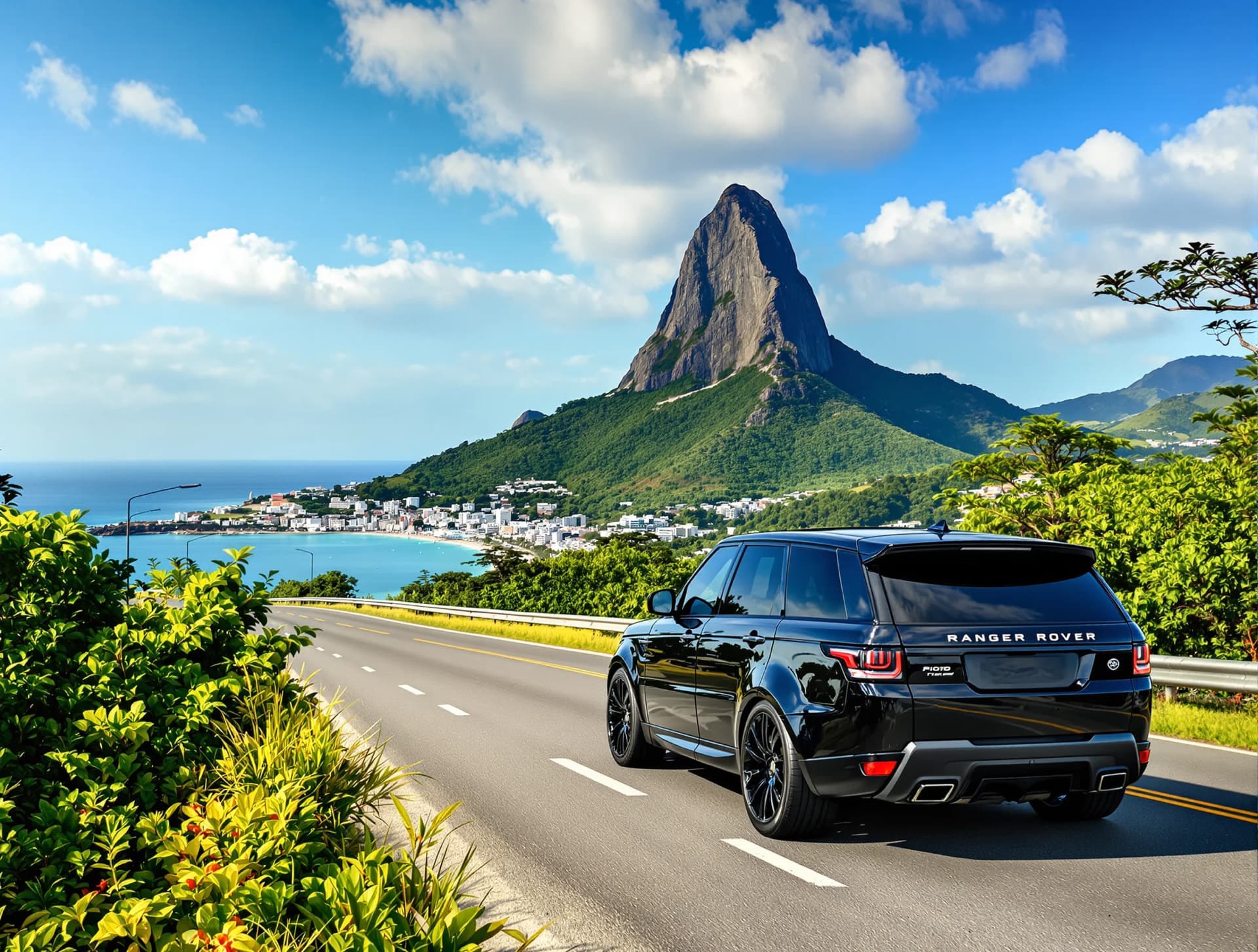 Aerial view of Rio de Janeiro showing highway corridors from Zona Sul to Galeão Airport GIG
