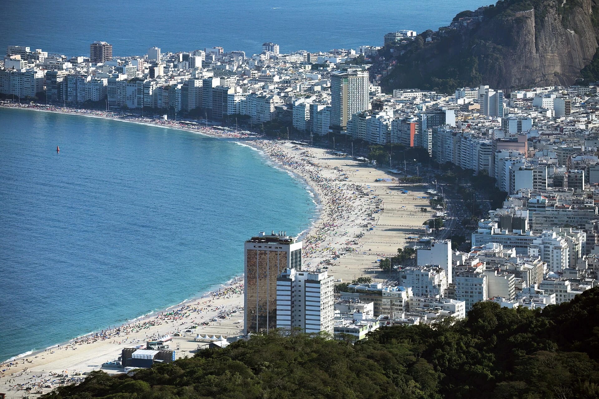 Photograph of Copacabana beach and its waterfront in Rio de Janeiro
