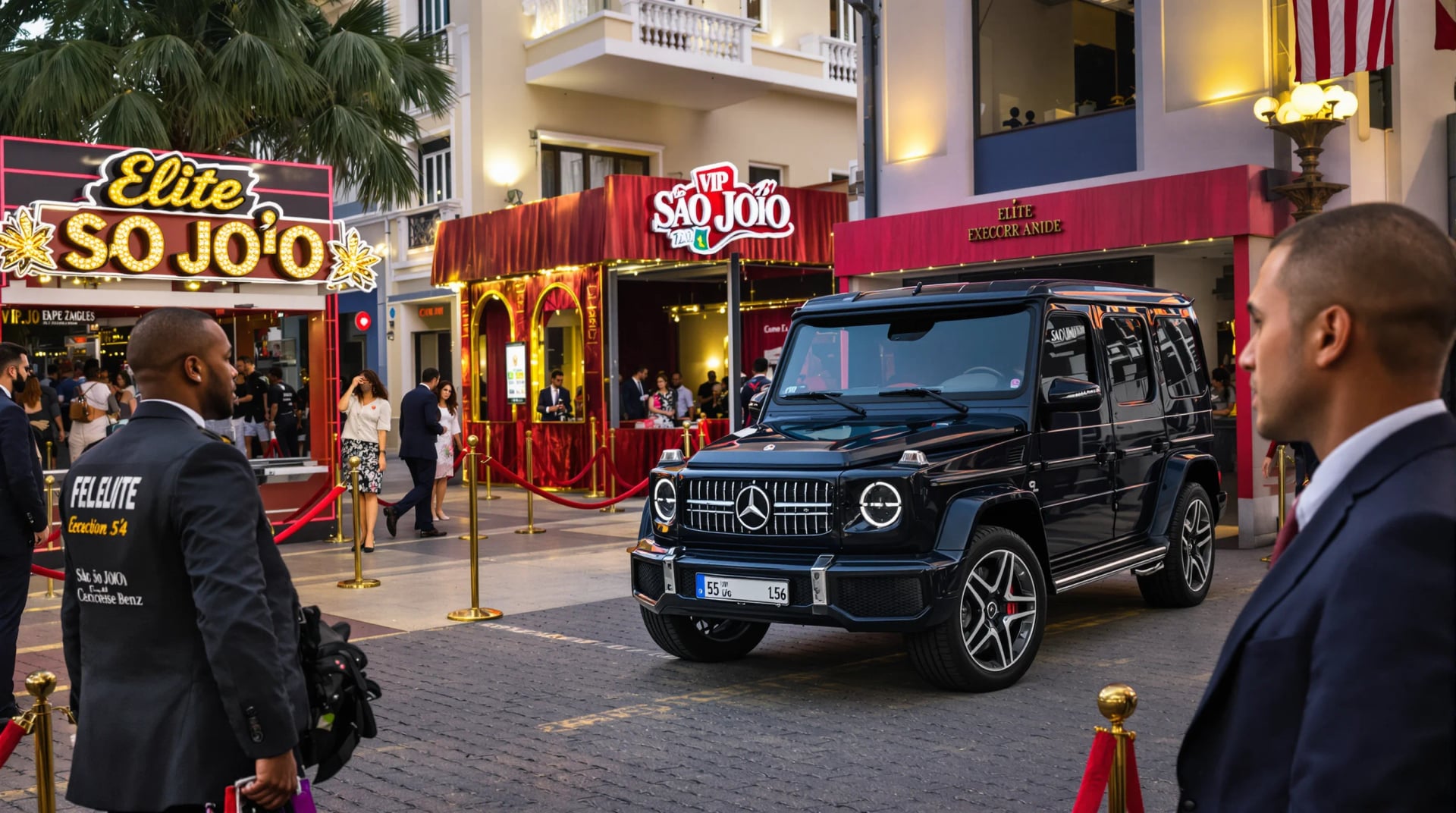 Pacote de segurança de elite com equipe de proteção, veículos blindados, acesso exclusivo, e serviços de concierge personalizados